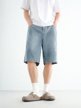 Men's Vintage Washed Straight-Leg Denim Shorts